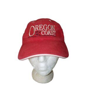 Oregon Coast Ball Cap Hat Strap Back Style 1250A Embroidered Red